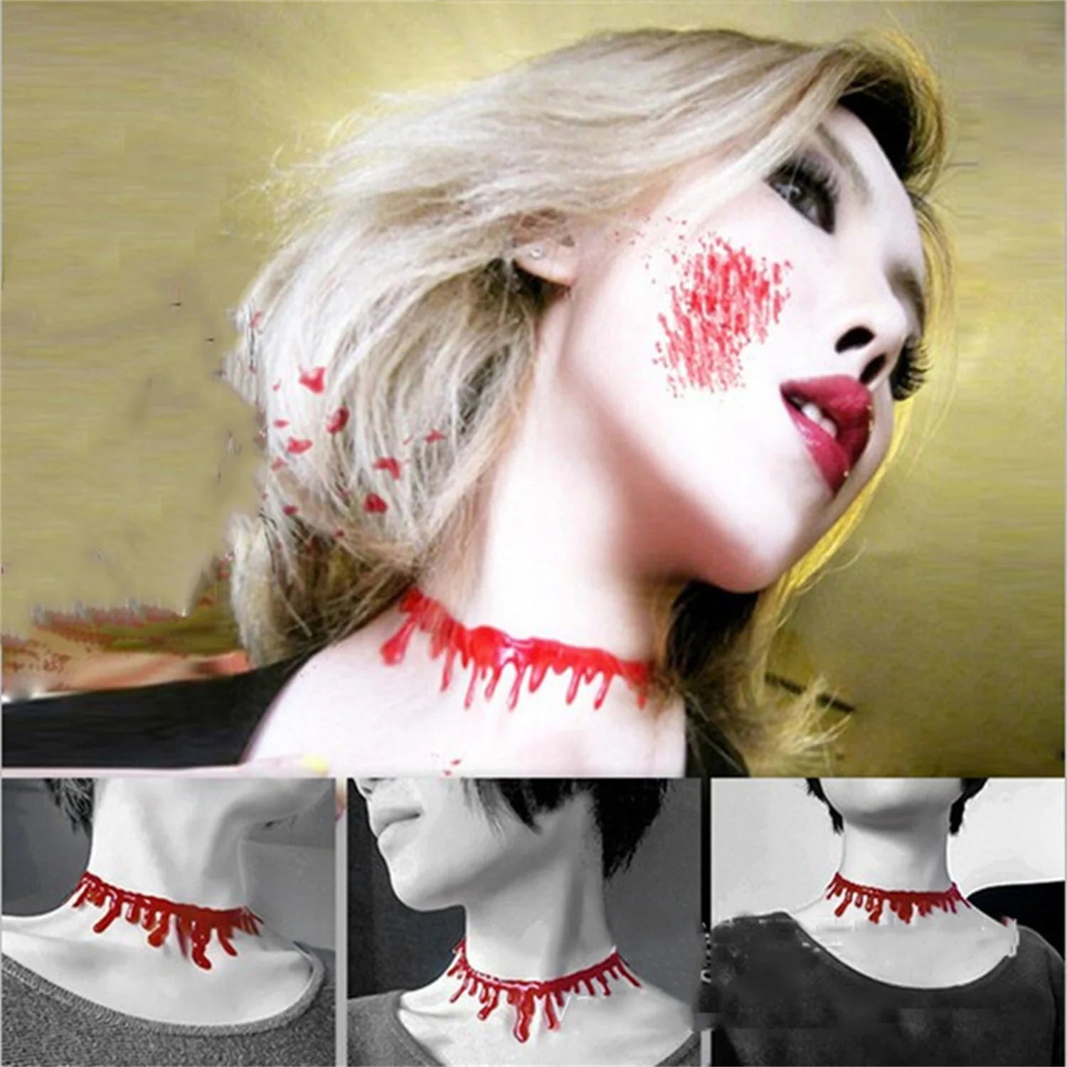 2023 New Fashion Halloween Red Blood Choker Necklace For Women Scary Vampire Dark Cosplay Necklaces Gothic Jewelry Party Gift - Charlie Dolly