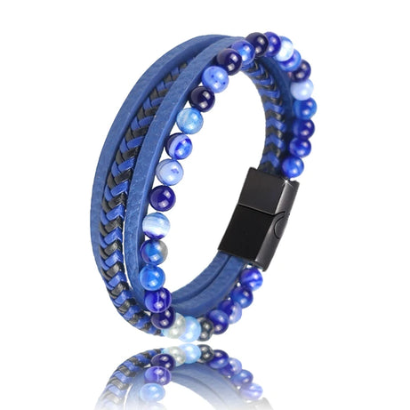 Boho Jewelry Beads Leather Charm Bracelet for Men Women Stainless Steel Natural Stone Rosary love Bracelet Bangle  Gift Wholesal - Charlie Dolly