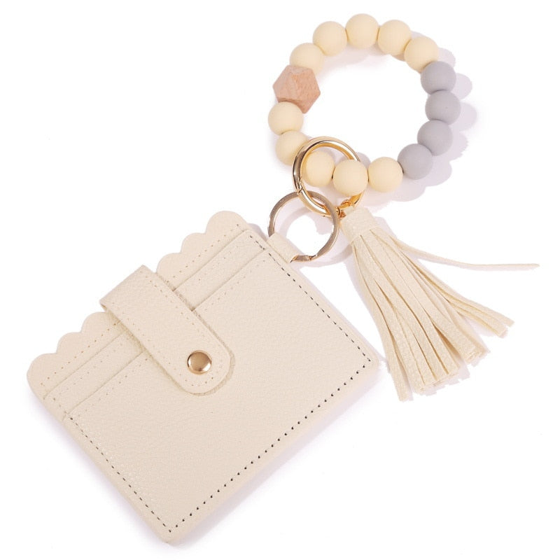 Silicone Keyring For Women Tassel Wood Beads Bracelet Keychain For Keys Multicolor Keychain Wholesale Accessories - Charlie Dolly