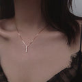 925 Sterling Silver Necklace Simple Geometric Cubic Zircon Necklace Shiny Exquisite Clavicle Chain Ladies Fashion Jewel - Charlie Dolly