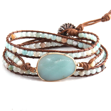 3-Strand Natural Stone Wrap Bracelet