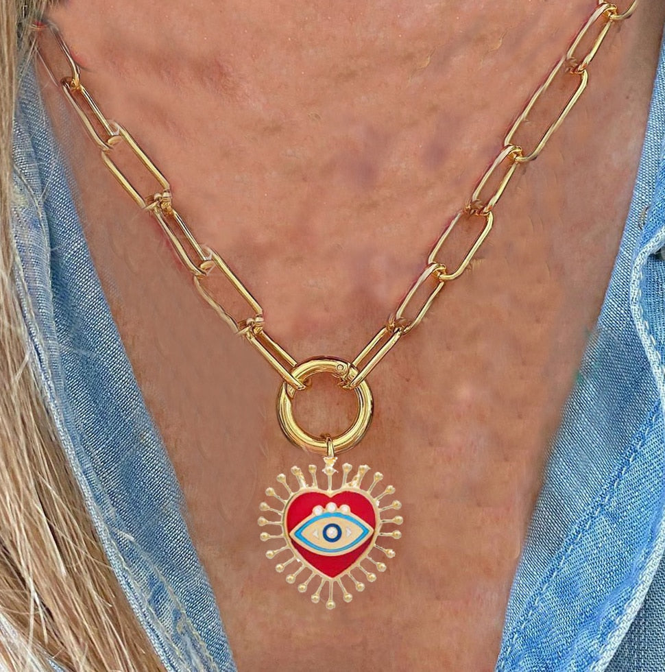 punk Exquisite beach bohemian boho red coral puka shell heart natural stone bead necklace women jewelry bijoux collar wholesale - Charlie Dolly