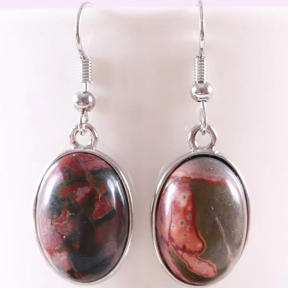 White Opal Lapis Cabochon Drop Earrings Jewelry