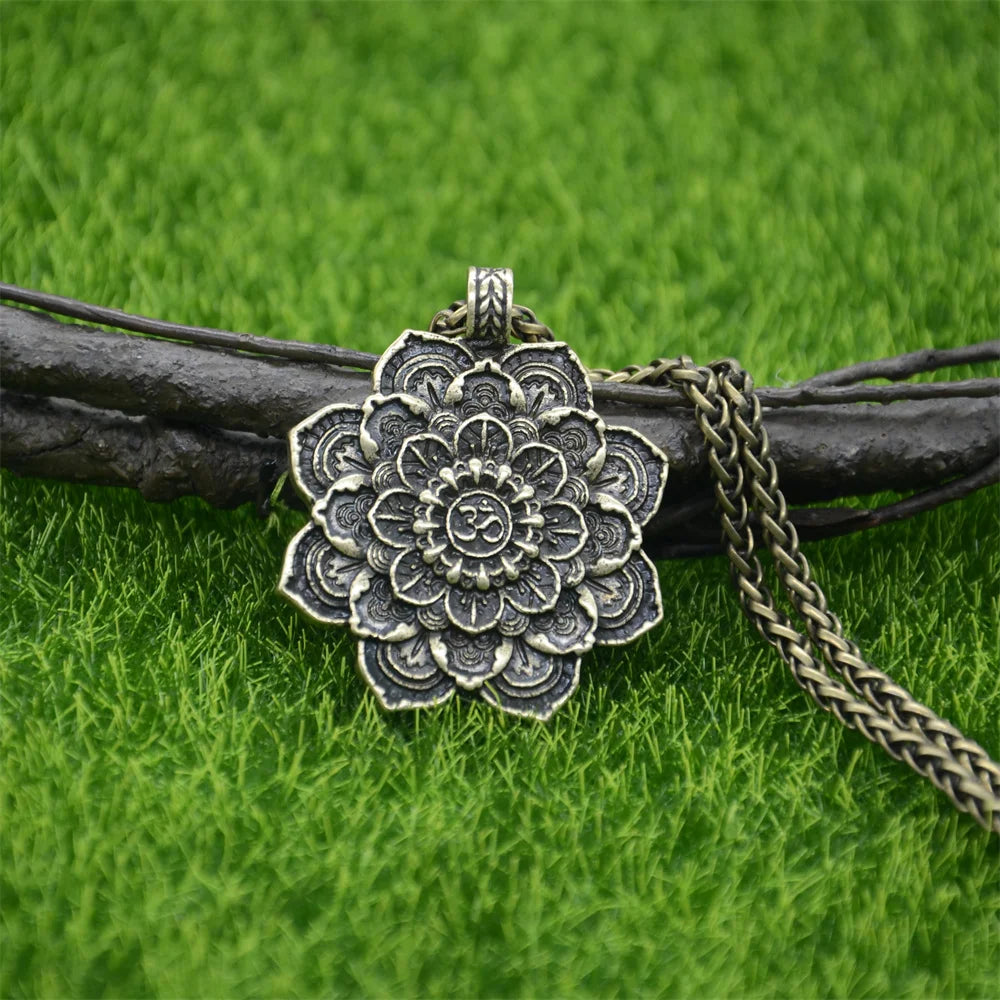 Om Lotus Flower Mandala Yoga Spiritual Pendant Womens Necklaces Jewelry Valentine Gift