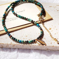 Lii Ji 2021 Bohemia Jewelry PUKA Shell Pendant Chrysocollas Necklace Women Charming Beads Jewelry Beach Outfit collares 40+5cm - Charlie Dolly