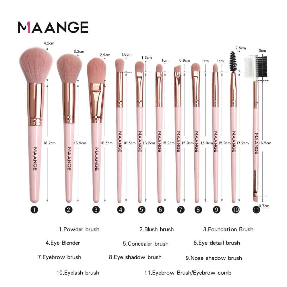 MAANGE Makeup Brushes Pro Pink Brush Set Powder EyeShadow Blending Eyeliner Eyelash Eyebrow Make up Beauty Cosmestic Brushes - Charlie Dolly