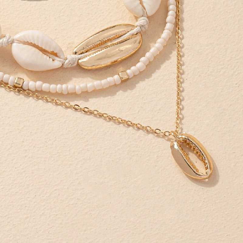 جديد شاطئ نمط صدف قلادة مطرز المختنق القلائد للنساء اليدوية قلادة على شكل نجم البحر موضة المحيط