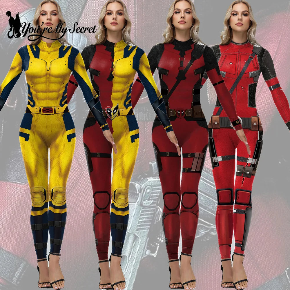 [You're My Secret] Cosplay Superhero Wolverine Deadpool Costume Anime Halloween Party Zentai Catsuit Women Men Bodysuit Jumpsuit