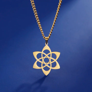 LIKGREAT Chakra Lotus Flower Star of David Hebrew Pendant Necklace Religious Amulet Stainless Steel Women Jewish Jewelry Gift