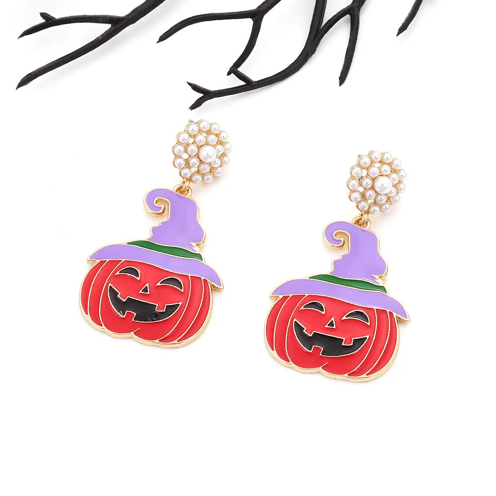 Metal Halloween Pumpkin Dangle Earrings for Women New Trend Design Jewelry Spooky Party Accessories - Charlie Dolly