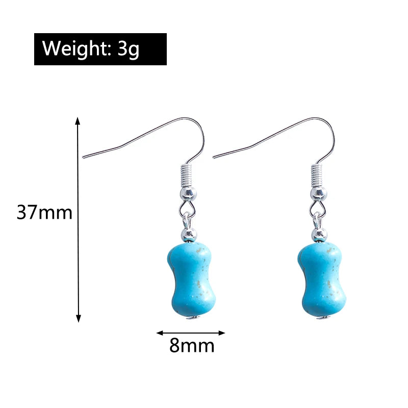 Boho Vintage Turquoise Water Drop Stud Earrings for Women Star Heart Flower Tribe Earring Statement Valentine Day Gift Jewelry
