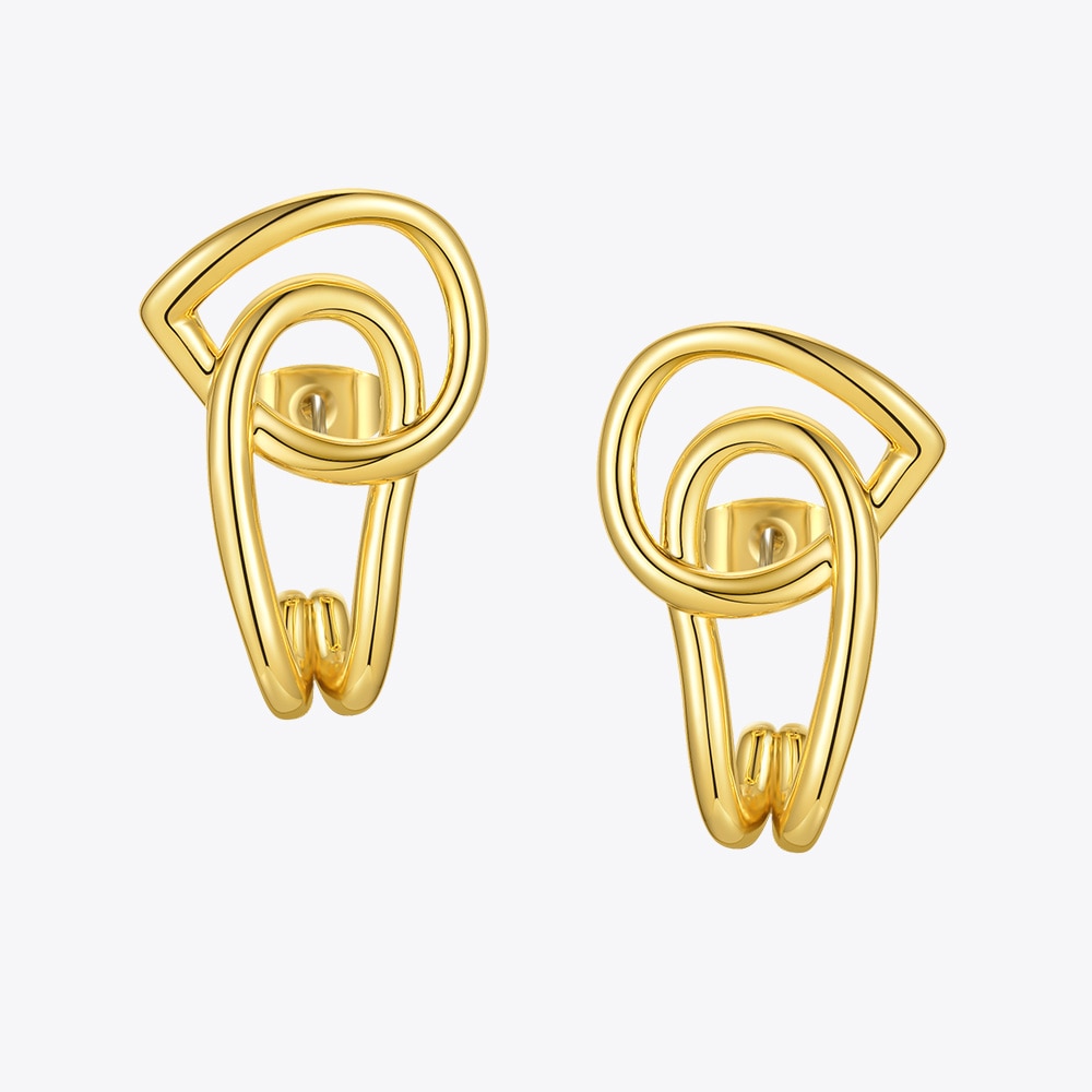 ENFASHION Interlaced Stud Earrings For Women Gold Color Geometric Piercing Earings Fashion Jewelry Friends Gifts Brincos E201186 - Charlie Dolly