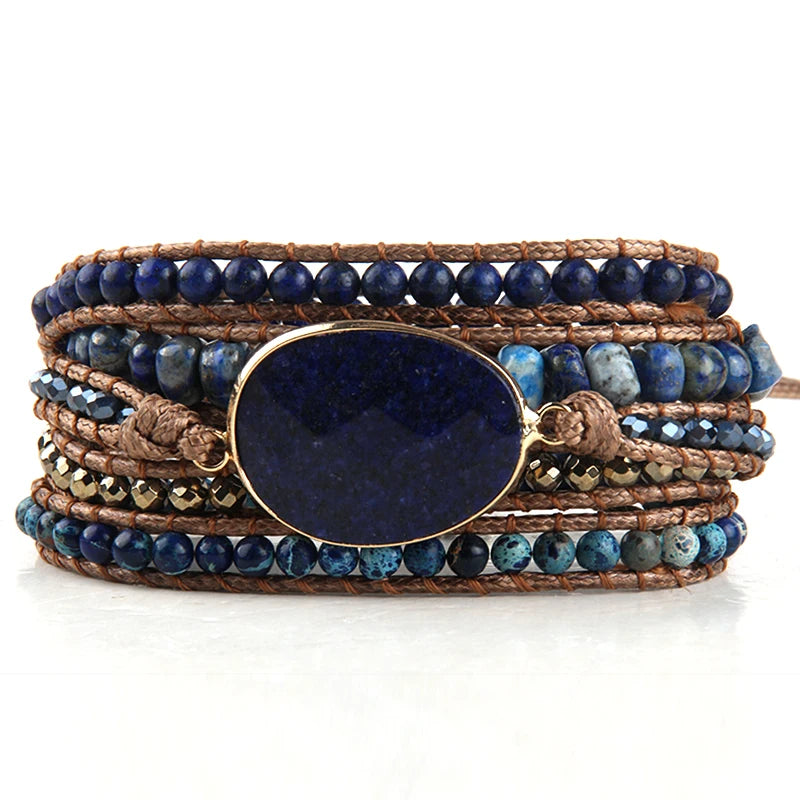 Fashion Bohemian Jewelry Boho Bracelet Mixed Natural Stones And Charm Handma Wrap Bracelets Gift