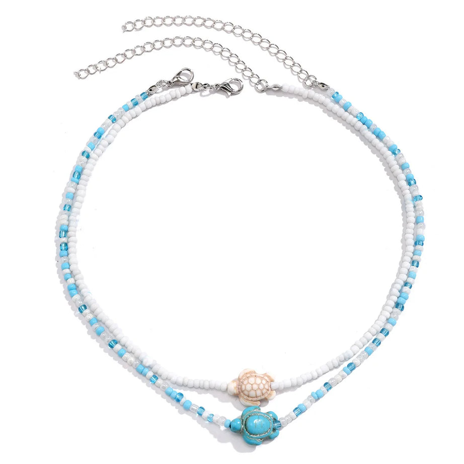 Tidepool Starfish and Turtle Beaded Boho Choker