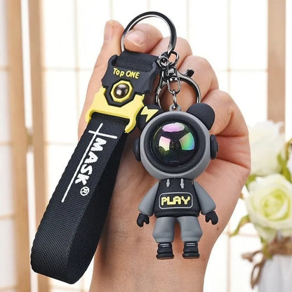 Cartoon Cute Lightning Bear Keychain Astronaut Bear Doll Keyring Bag Pendant Couple Car Keyholder Creative Bag Charm Accessories