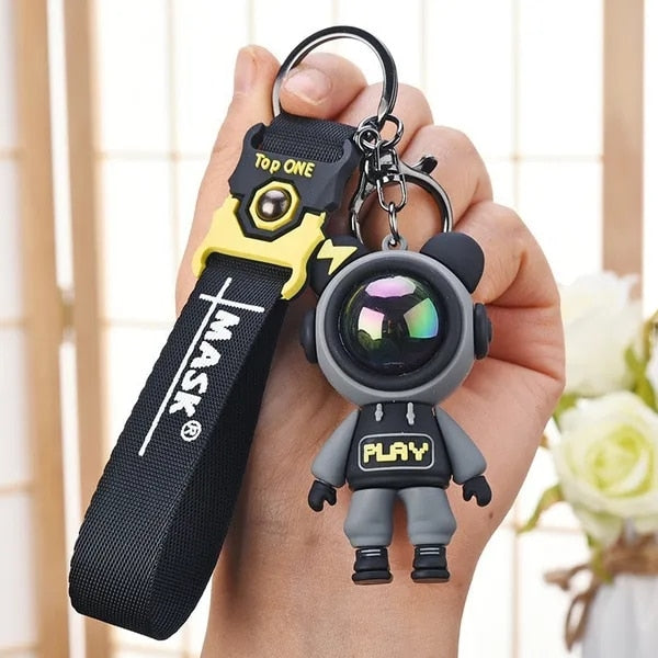 Cartoon Cute Lightning Bear Keychain Astronaut Bear Doll Keyring Bag Pendant Couple Car Keyholder Creative Bag Charm Accessories - Charlie Dolly