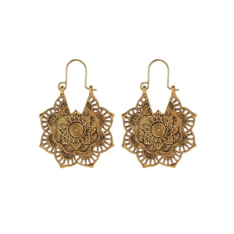 Mandala Antique Hoop Dangle Earrings Jewelry