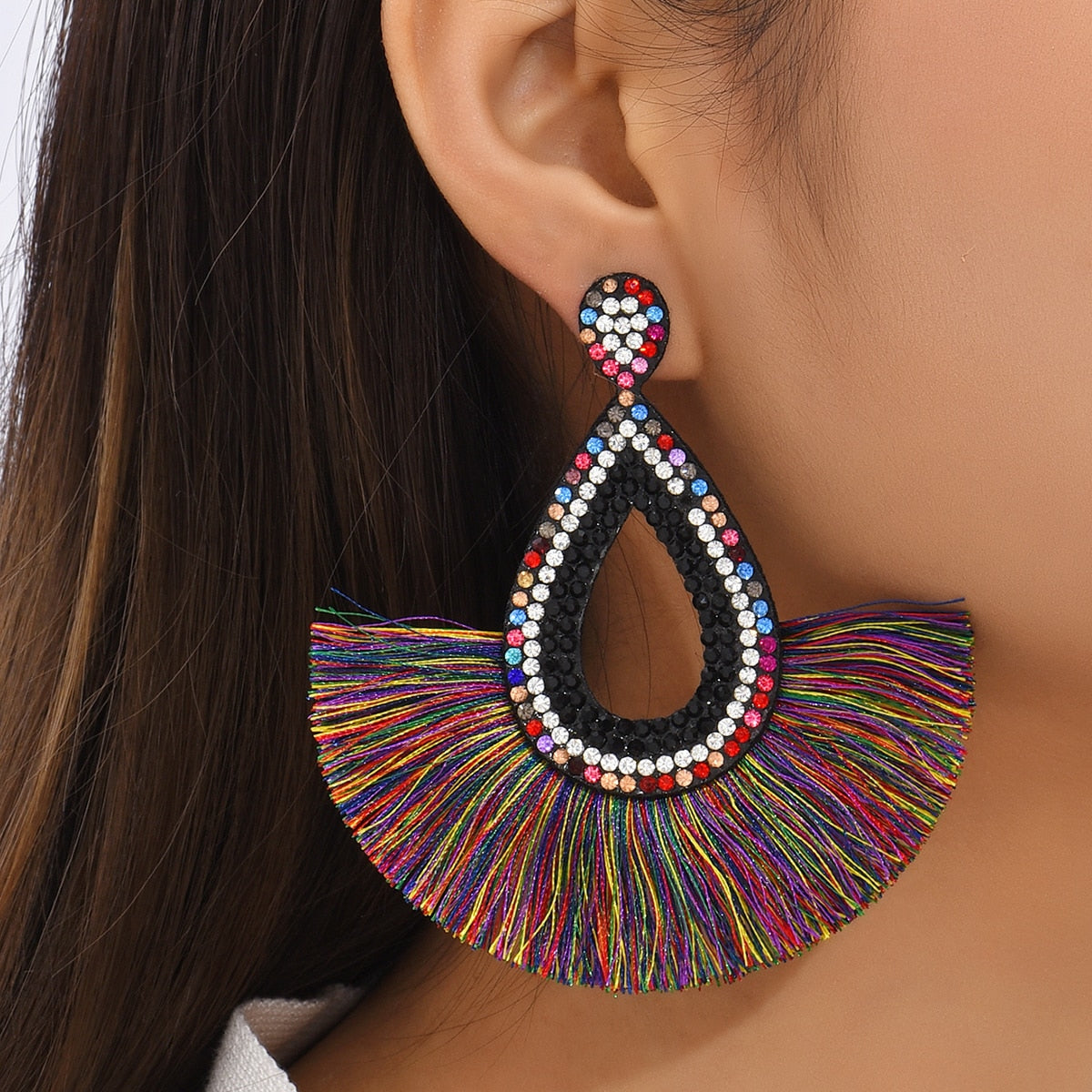AYAYOO Fashion Bohemia Long Tassel Earrings Ethnic Big Drop Earrings for Women Statement Dangle Earring Girls Fashion Jewelry - Charlie Dolly
