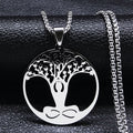 Buddhism Meditation Buddha Yoga Pendant Necklace Stainless Steel Tree of Life Necklace Buddhist Jewelry collares para mujer - Charlie Dolly