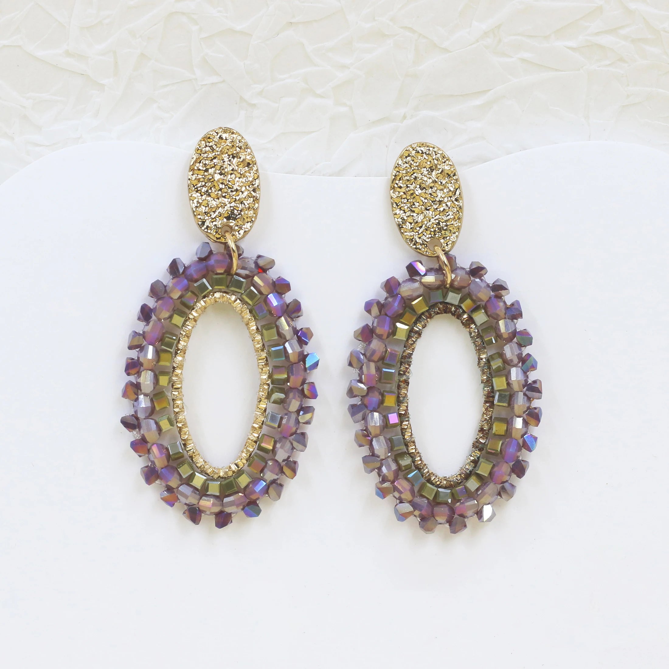 INKDEW Oval Drop Earrings for Women Big Long Earrings Handmade Crystal Beads Earrings Jewelry Fashion Gift boho EA104