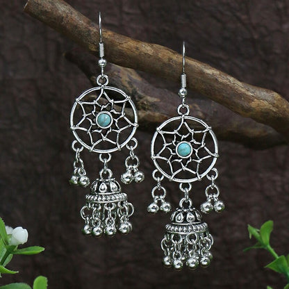 53 Styles Bohemian Vintage Tibetan Silver Geometric Drop Earrings For Women Ethnic Blue Stone Tassel Dangle Earrings Jewelry