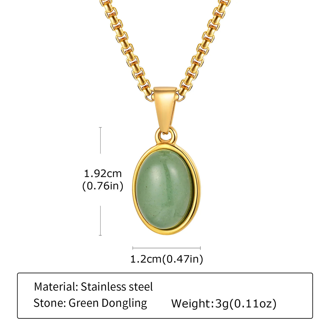Natural Stone and Stainless Steel Hip Hop Pendant Necklace for Men