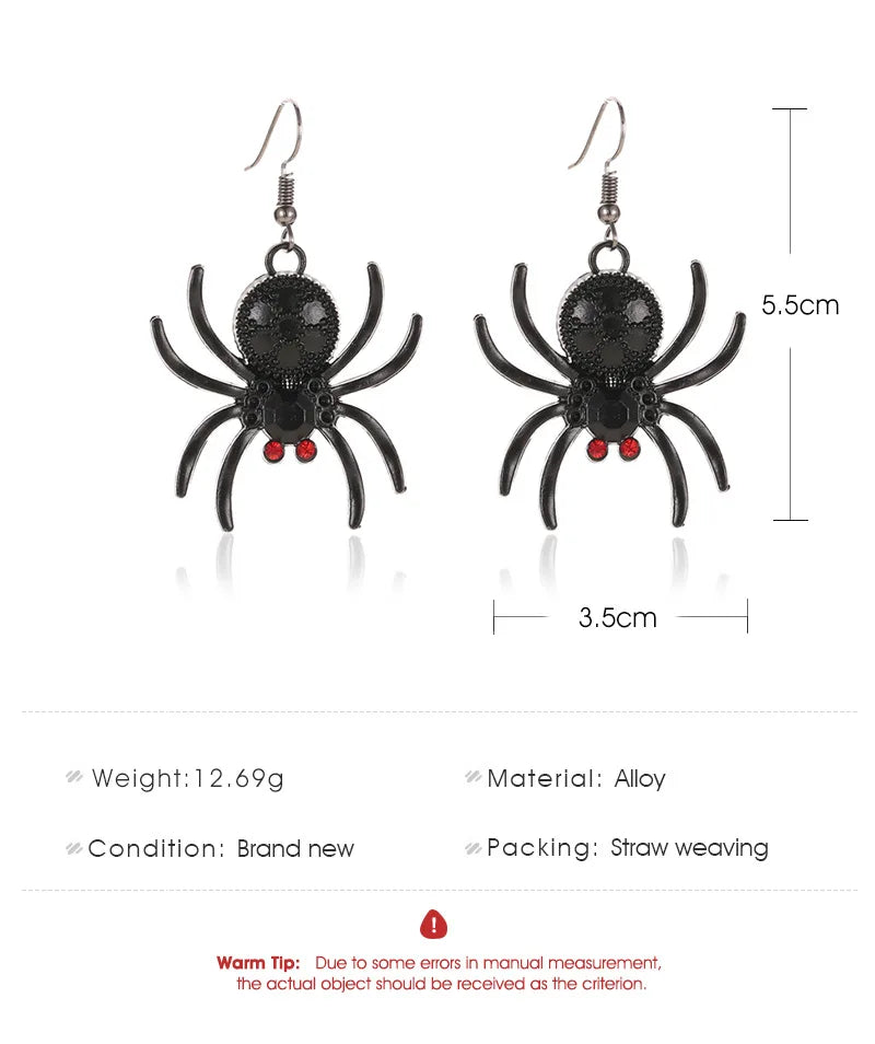 Gothic Halloween Horror Exaggerated Spider Pendant Earrings for Women Fashion Hip Hop Rock Nightclub Personalized Party Jewelry - Charlie Dolly