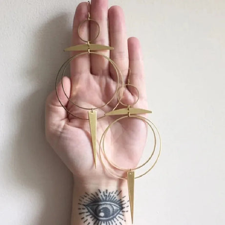 Crescent Moon Goddess Long Drop Earrings