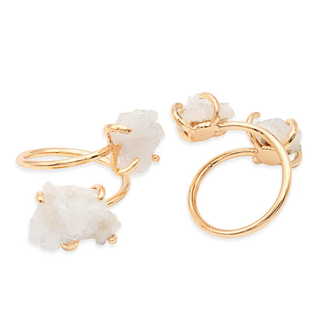 Irregular Crystal Cluster Open Ring for Women Girls Claw Setting Gold-color Boho Natural Stone Finger Jewelry Resizable - Charlie Dolly