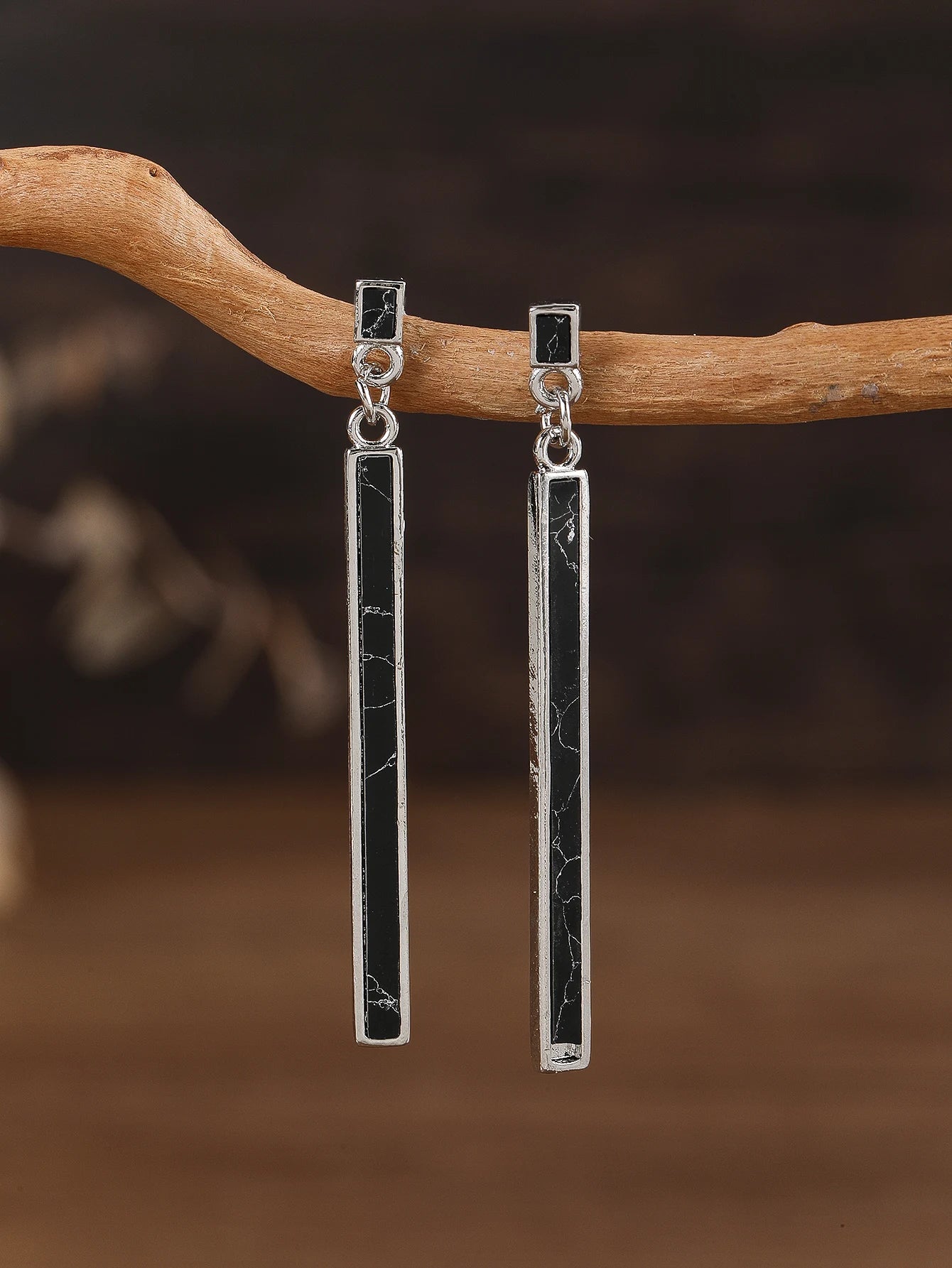 Retro Bohemian Rectangular Lapis Lazuli earrings, Fashionable Bluestone pendant, women's Jewelry Accessories