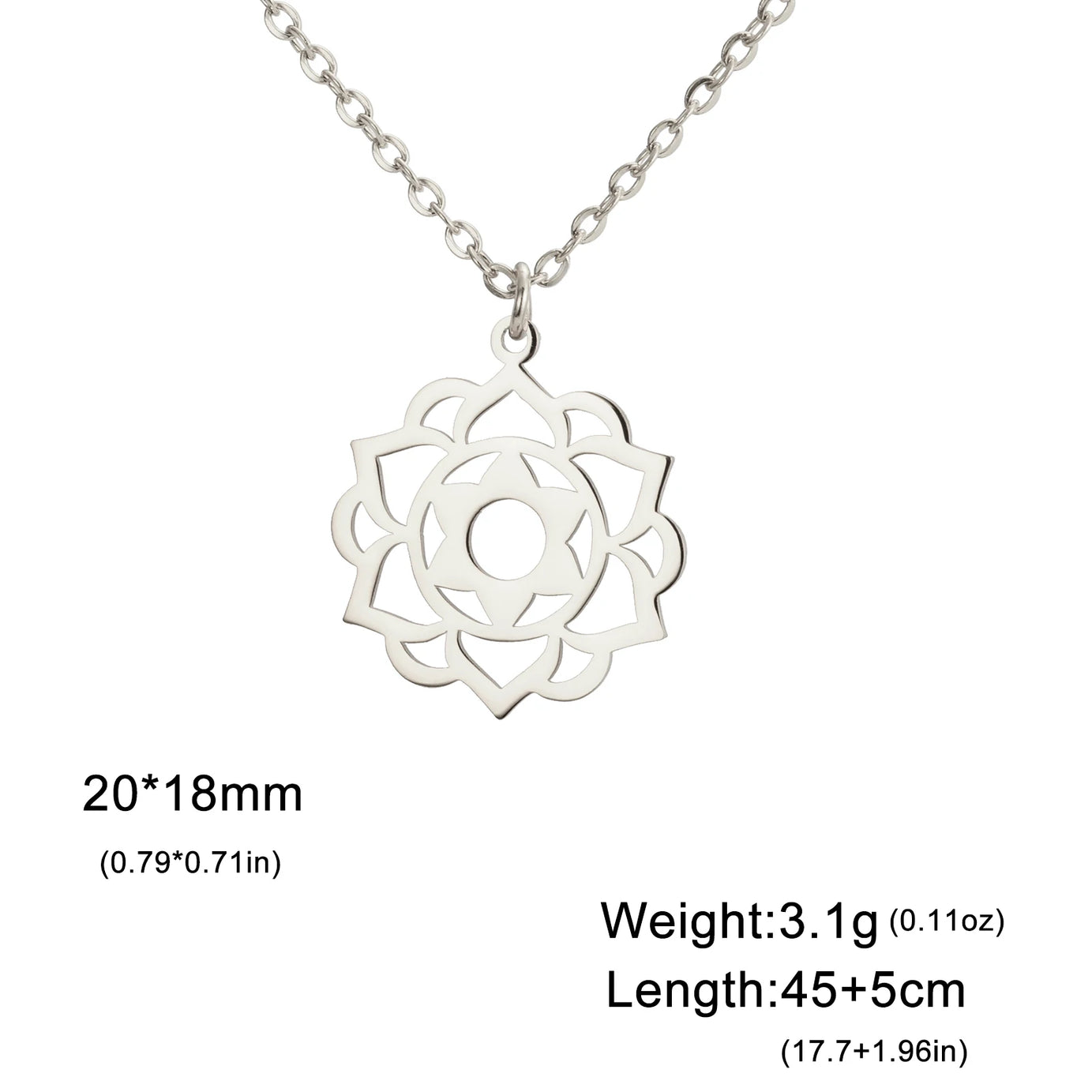 Yoga Lotus & Flower of Life Pendant Necklace, Stainless Steel Chakra Healing Amulet
