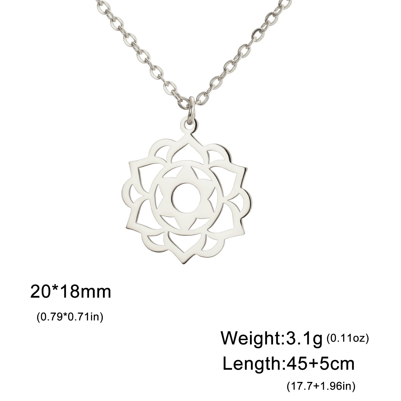 LIKGREAT Yoga Lotus Necklaces Stainless Steel Flower of Life Pendant Women Mandala Healing Buddha Spiritual Chakra Jewelry