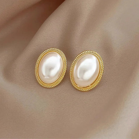 Irregular Pearl Gold Side Stud Earrings Jewelry