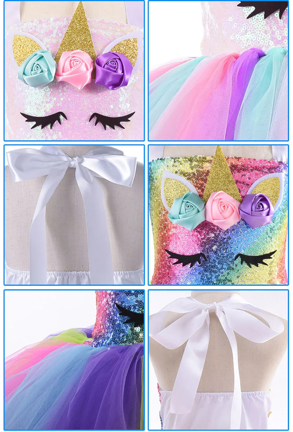 Princess Girls Unicorn Tutu Dress Outfits Pastel Flower Baby Girl Birthday Party Dresses Tulle Kids Halloween Cosplay Costumes - Charlie Dolly