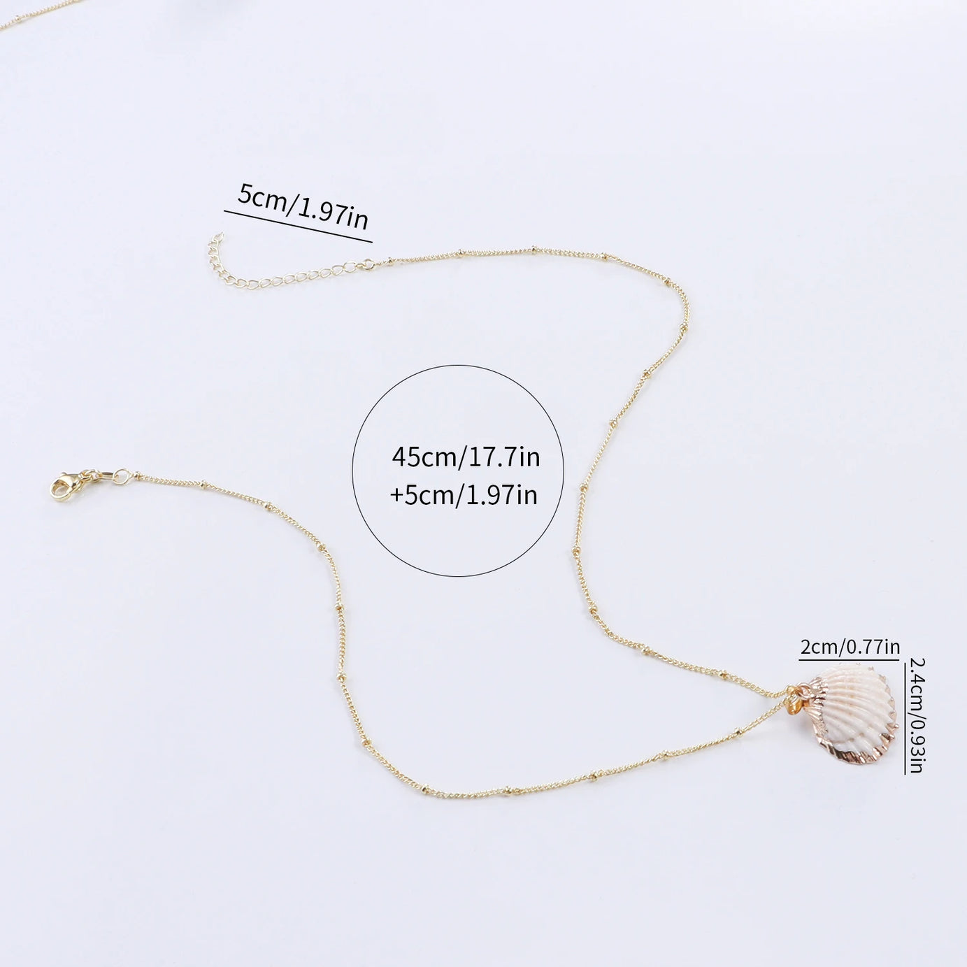 Natural Conch Shell and Gold Rim Boho Pendant Necklace