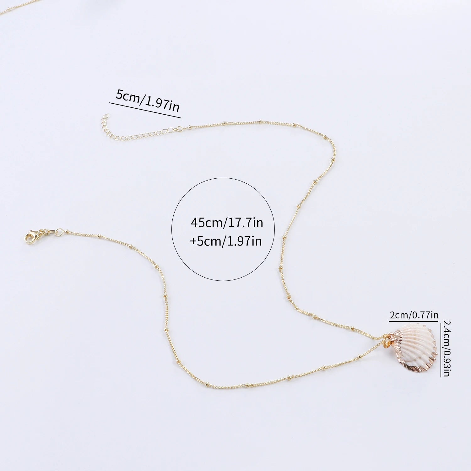 Summer Beach Necklace - Natural Conch Shell Pendant Gold Plated Rim Boho Sea Jewelry for Women Personalized Niche Necklace