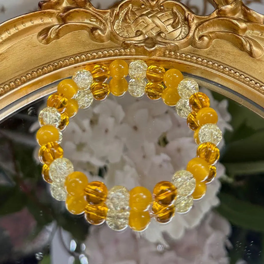 Tiger Eye & Yellow Agate Boho Bracelet, Good Luck Wealth Protection Talisman