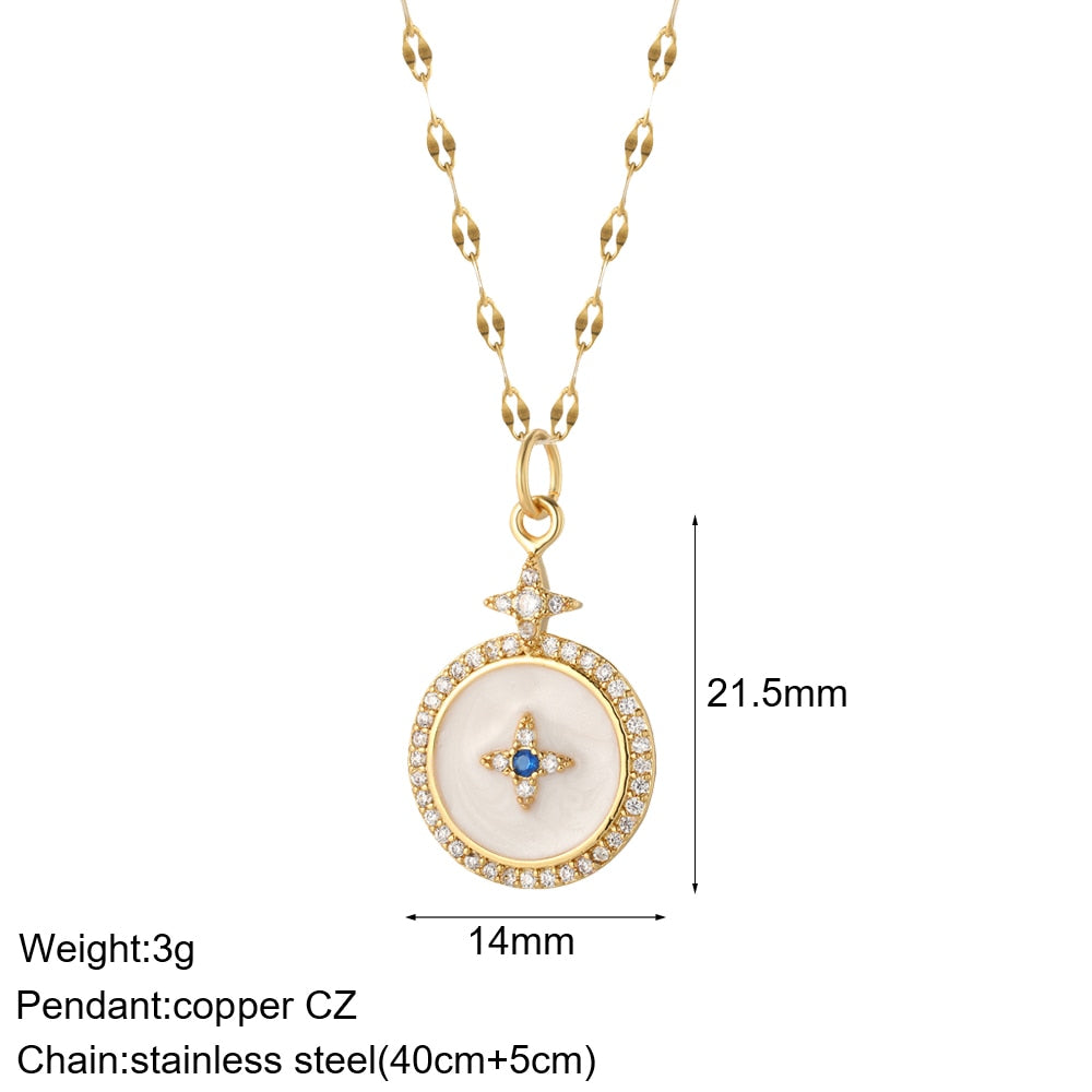 Heart Evil Blue Eye Sun Necklace for Women Cute Dog Bee Elephant Gold Color Pendant Woman's Collars Long Stainless Steel Chains - Charlie Dolly