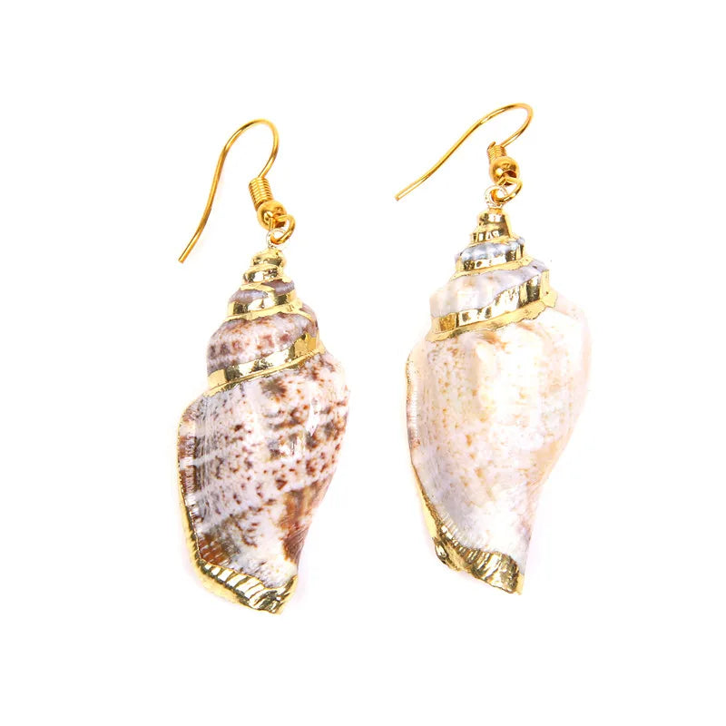 New In Natural Shell Sea Scallop Drop Earrings Boho Shell Drop Earrings for Women Femal Sea Beach Earrings Summer Jewelry Gifts