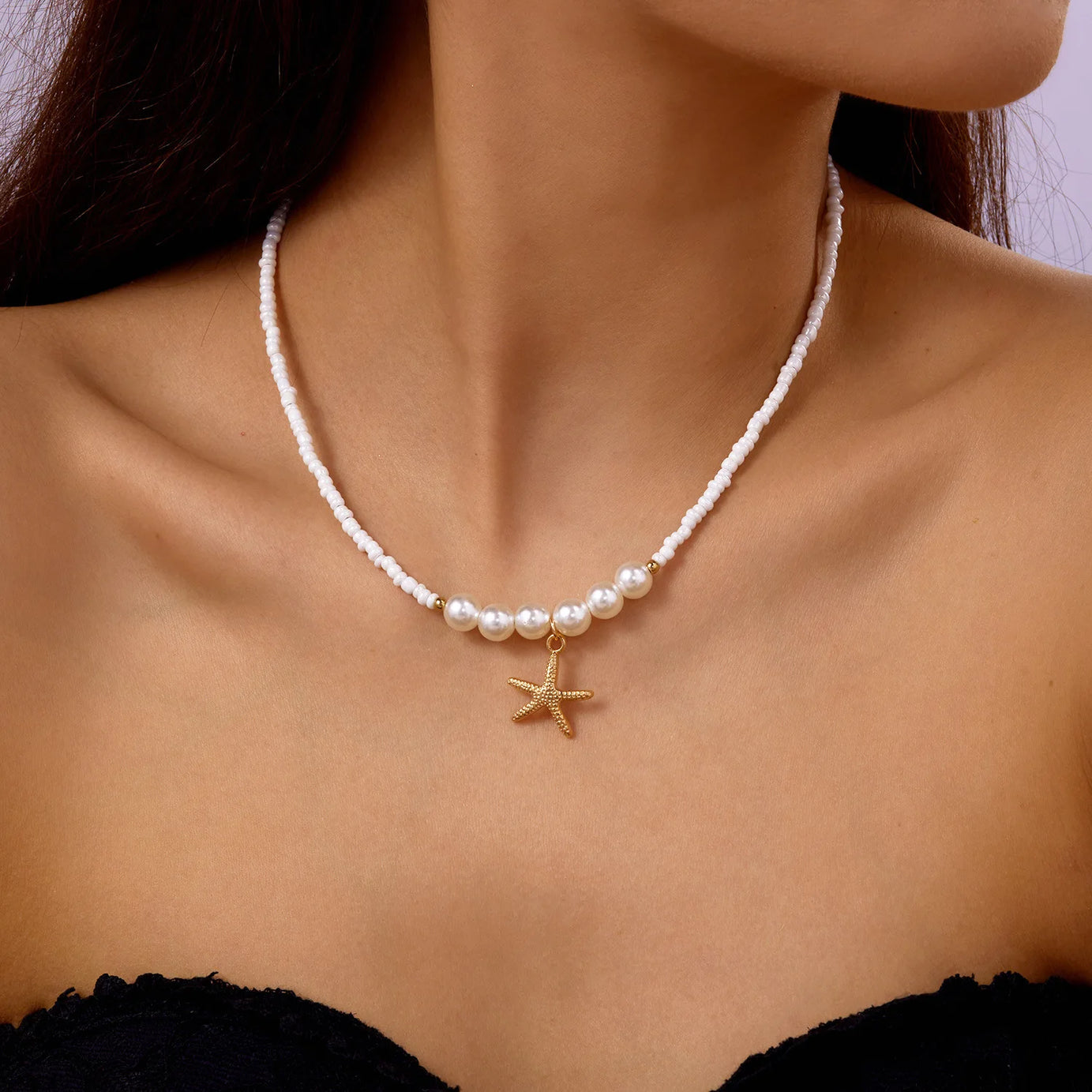 Beach Seashell and Starfish Handmade Beaded Boho Choker