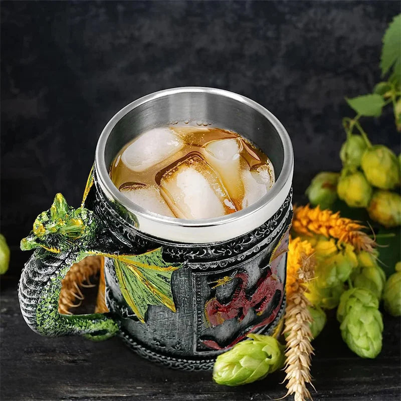 Myths And Legends Red Flying Dragon Beer Cup Coffee Cup Mug With Green Dragon Handle Great Gift For Dragon Lovers Halloween Gift - Charlie Dolly