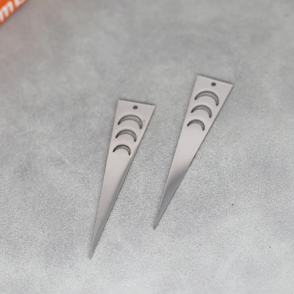 3pcs Triangle Moon Phase Stainless Steel Pendant DIY Craft Personalize Tassels Earrings Necklace Charms for Jewelry Making Women