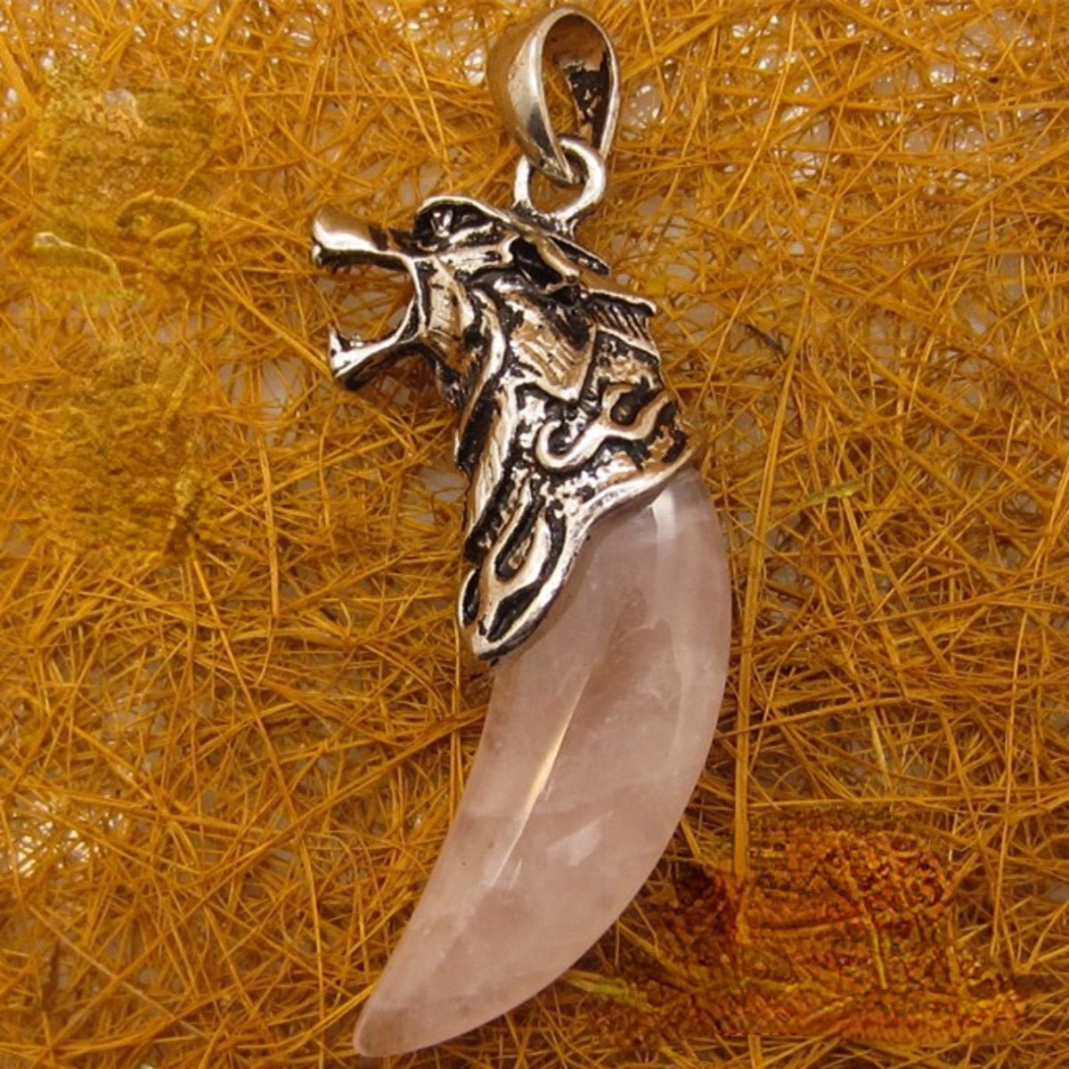 Wolf Tooth Shape Crystal Moonstone Sand Stone Turquoise Aventurine Malachite Amethysts Onyx Pendant Gem Tiger Eye Stone Necklace - Charlie Dolly