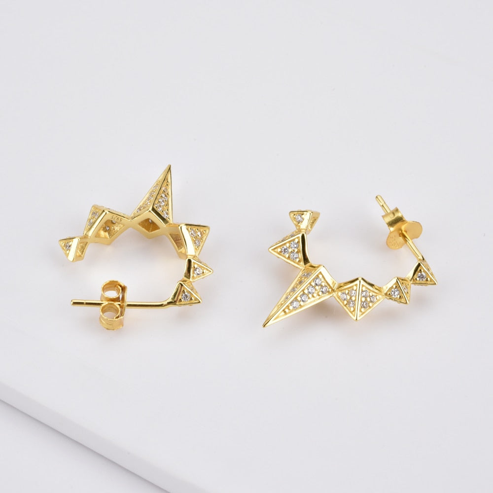 Andywen 100% 925 Sterling Silver Black Enamel Black Zircon Long Spike Hoops Piercing Ohrringe Pendant Women Luxury CZ Jewelry - Charlie Dolly