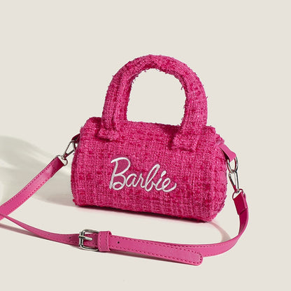 Fashion Pillow Barbie Bags Kawaii Accessories Women Handbag Pink Black Niche Design Fragrance Style Cylindrical for Girls Gift