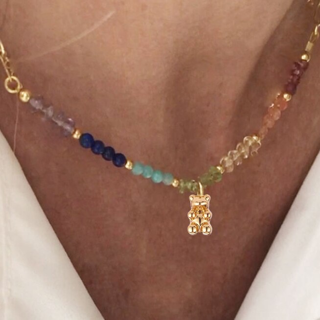 Exquisite Gold-color Eye Pendant Necklace Trend Beaded Streetwear Jewelry New Year Gifts For Women Multiple Color Options Choker - Charlie Dolly