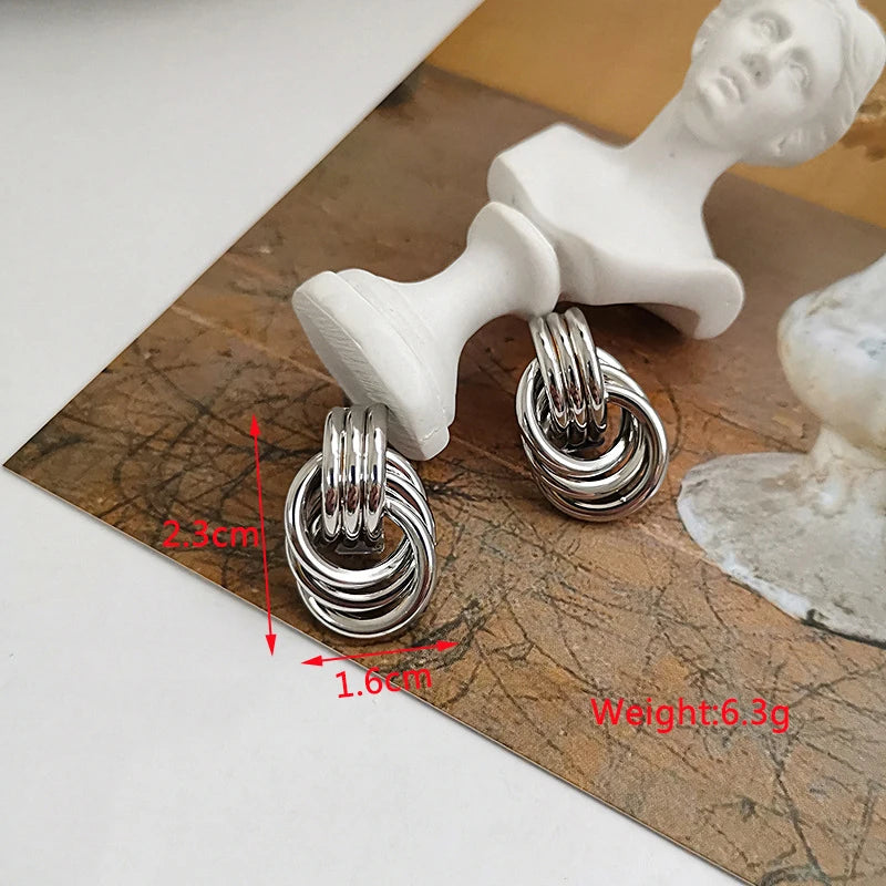 New Exaggerated Twist Metal Dangle Earrings for Women Gold Color Punk Fashion Female Hanging Earrings Boho Geometry Ear Jewelry