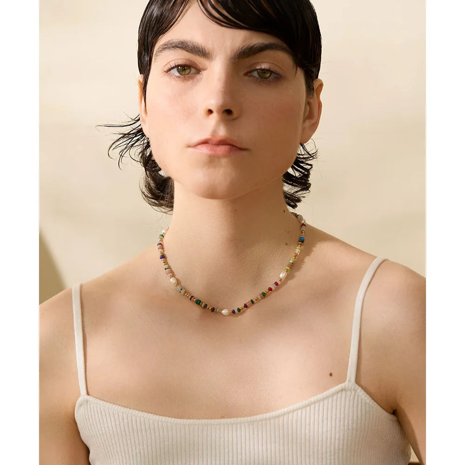 Natural Pearl Stone Boho Necklace