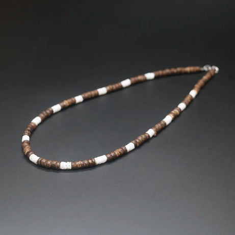 Tribal Coconut and Puka Shell Boho Necklace for Men