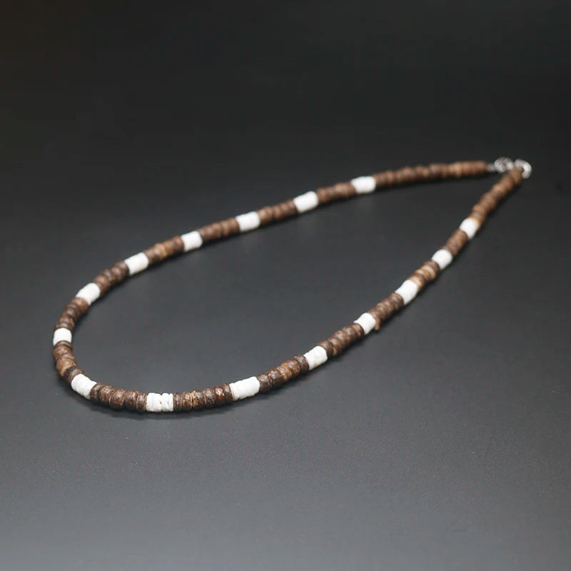 2023 Tribal Coconut Beads Necklace Men Ethnic Bohemia Puka Shell Surfer Necklace For Men Jewelry Collar Hombre Gift for Him